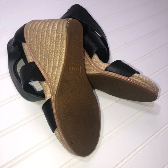 Aerin Jayden Black Leather Espadrille Wedge Heels - Picture 8 of 8